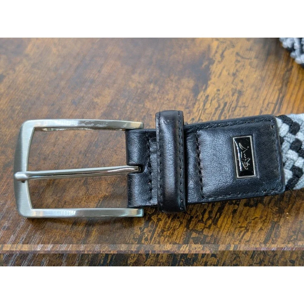 Greg Norman Black, Gray & White Stretchy Web Golf Belt - Men's Size 46
